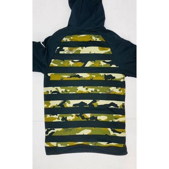 Nike Dri-Fit Training Hoodie Size Small Black Camo Striped Long Sleeve Mock Neck - Picture 4 of 11